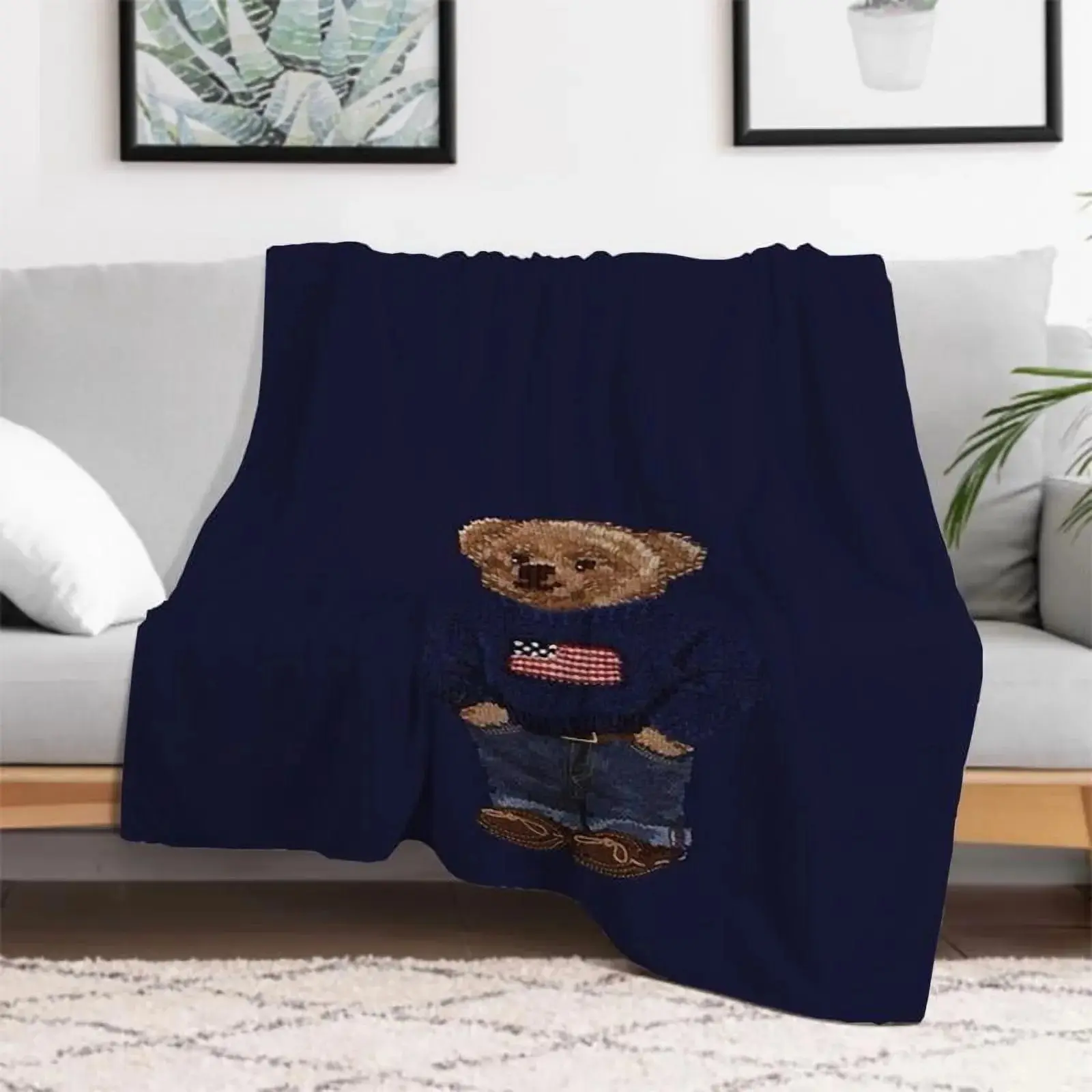 [60x50In] Viral TikTok Elegant Tuxedo Teddy Bear Flannel Throw Blanket - Super Soft Cozy, Classy Dressed-Up Bear Pattern, Warm Fuzzy Plush All-Season Home Decor Ideal, Perfect Gift for Bedroom/Living Room