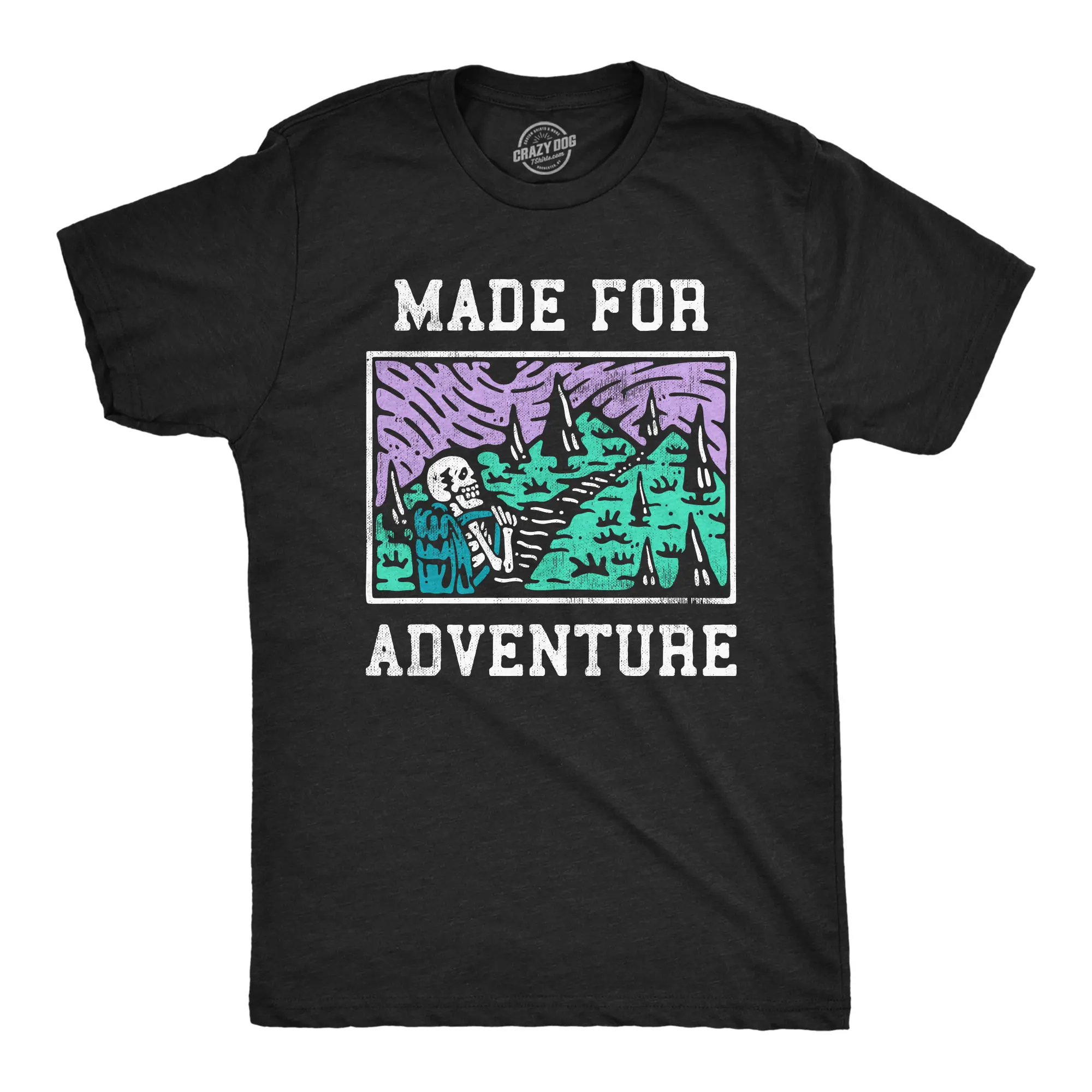 Mens Made for Adventure T Shirt Funny Hiking Outdoors Camping Lovers Tee for Guys Mens Funny T Shirts Cool Vintage Fashion T-Shirt Gift Classic Menswear Funny Camping Short Sleeve Novelty Tees for Guys Black -