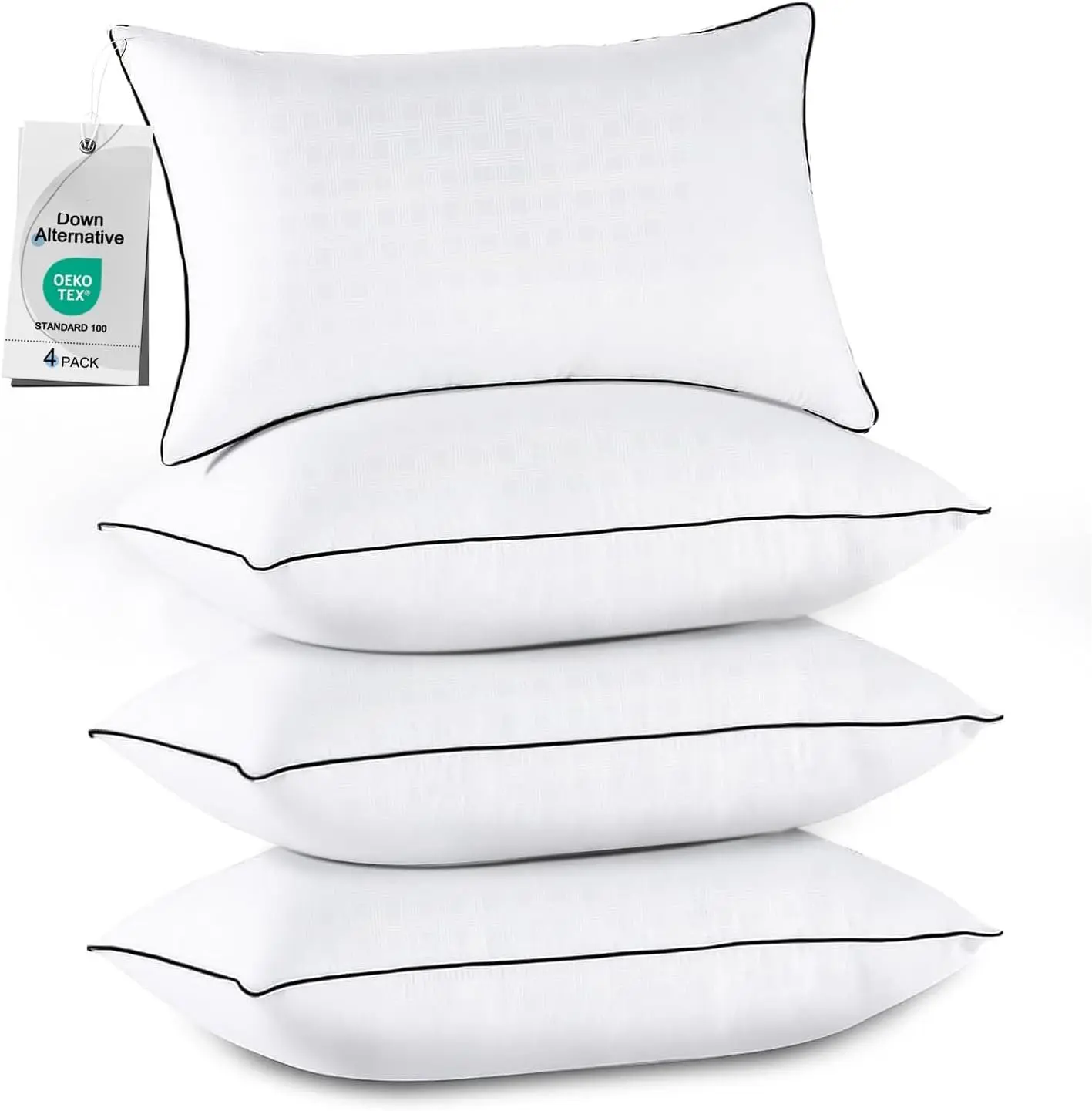 Pillows  Size Set of 4, Cooling and Supportive Bed Pillows with Super Soft Down Alternative Fill, Hotel Quality for Side, , and  Sleepers, 4 Pack