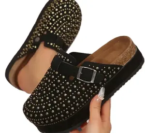 Black Vintage Studded Platform Footwear Walking Shoes
