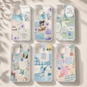 Inspirational Quote Collage Phone Case Preppy Christian Aesthetic Clear Plastic Pastel Bumper Cover, Bible Verse Faith Encouragement Trust in God, Floral Beach Pattern Self Love Affirmation For iPhone 17 Pro Max 16 Plus 15 14 13 Mini 12 11, Galaxy S25
