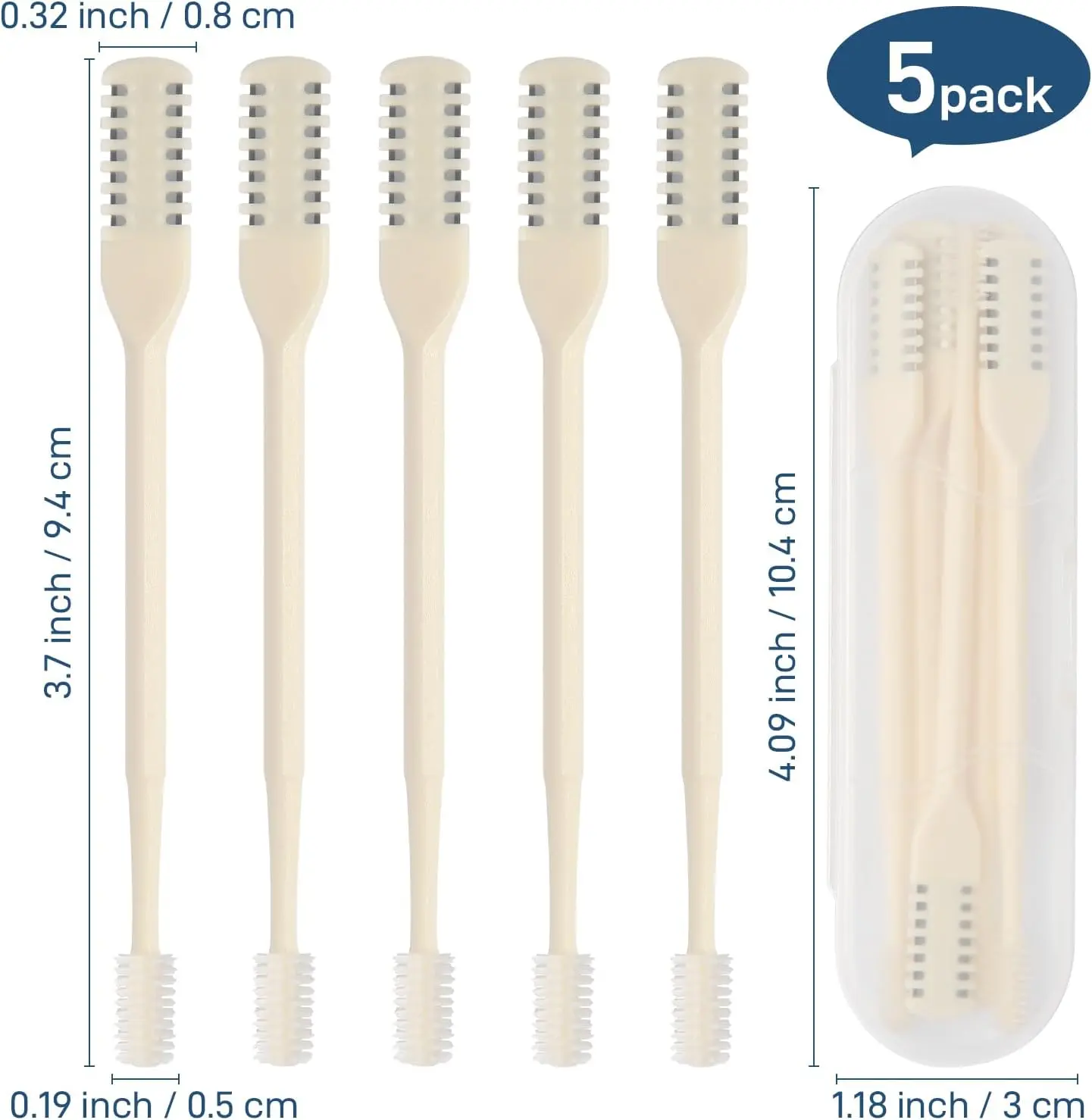 5 Pcs 2-in-1 Painless Self-Grooming Nose & Ear Hair Trimmers, Upgraded Double-Sided Tool with Enclosed Comb Teeth, 360° Nostril Hair Remover, Soft Cleaning Brush for Men & Women