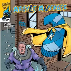 Phantom Ink Comics Argyle Avenger #1 Comic Book Featuring The Funky Sock Hero Fighting Crime and Seeking Justice
