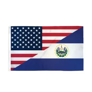 El Salvador/United States Friendship Flag 3x5ft Vivid Colors Banners Ornaments Decoration for Unity and Friendship Showcase