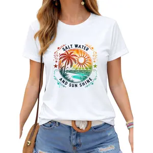 Ocean Lover Gift Idea – Salt Water & Sunshine Summer T-Shirt with Crew Neck