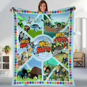 Wild Kratts Fleece Blanket | Kratt Brothers Blanket | Wild Kratts Cartoon Throw Blanket for Bed Couch Sofa
