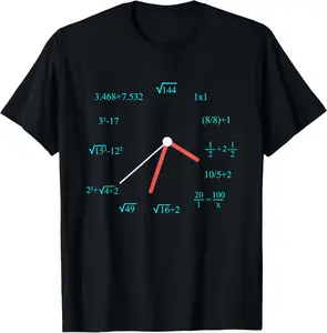 100% Cotton Mathematician clock funny math T-Shirt