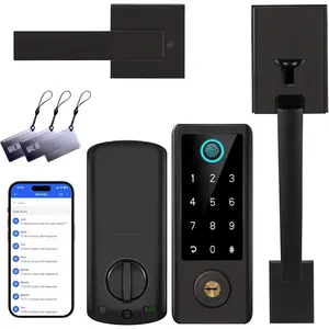Fingerprint Door Lock with Handle Sets,  Keyless Entry Door Lock,  Front Door Lock Set,  Deadbolt,  Keypad Digital Lock with Handle, Aged Bronze
