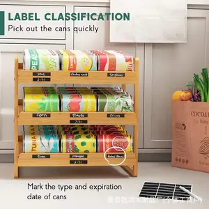 Wooden shelf Floor-to-ceiling multi-layer snack canning finishing rack Cat canning double-layer kitchen living room storage rack