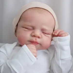 19inch 48cm Soft Silicone Sleeping Reborn Baby Doll with 3D Painted Skin and Visible Veins Ideal for Girl's Birthday Gift or Children's Art Activity