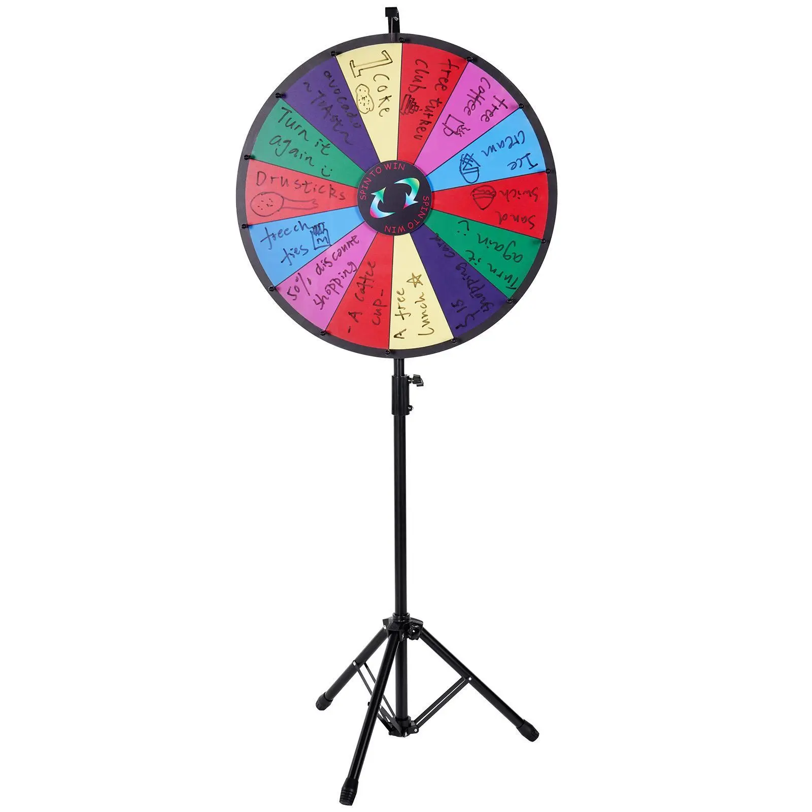 【SummerFinds】VEVOR 24 inch Spinning Prize Wheel,  , 14 Slots Spinning Wheel with Height Adjustable Stand, Roulette Wheel with a Dry Erase, and a Storage Bag, Win Fortune Spin Games in Party Pub Trade Show Carnival