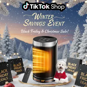 POWSAF Space Heater 1500W PTC Ceramic Fast Safety Heat with 70° Oscillation 12H Timer 5 Modes Thermostat & Remote Control for Office Bedroom Home