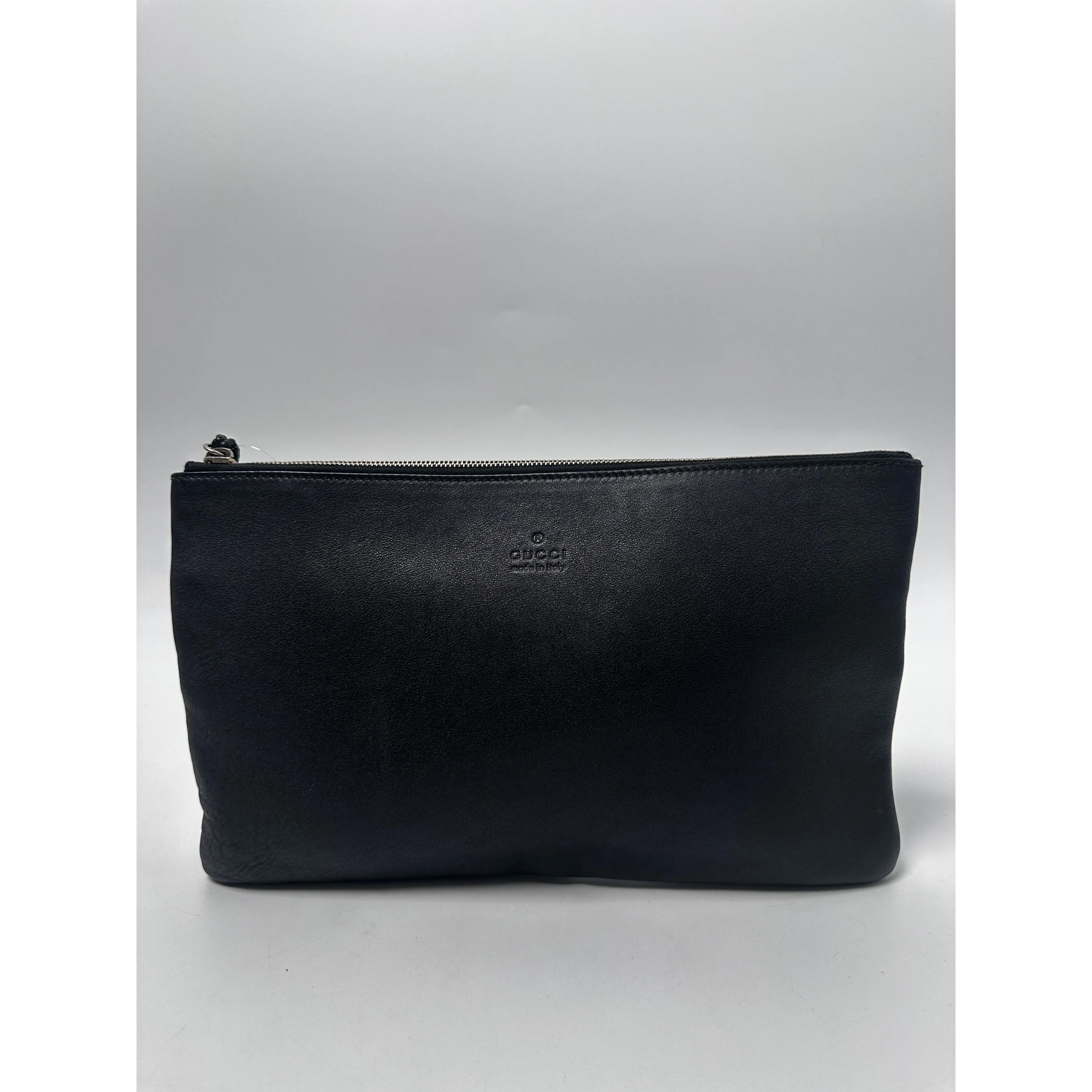 Pre-owned GUCCI LEATHER Clutches & Wristlets Black Bamboo Tassel Clutch Pouch JD921GG
