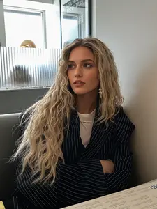 32-inch Natural Wavy Lace Synthetic Wig, Natural Looking Wig, High-Temperature Fiber for Realistic Shine, Simulated Scalp for a Natural Look, No-glue, Seamless Fit, Tangle-Free, Heat-Style Friendly, Perfect for Daily Wear