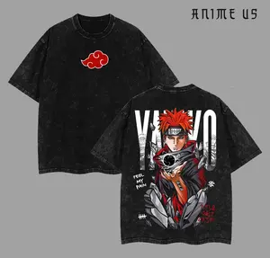 Pain Akatsuki Naruto Shippuden Vintage Washed T-Shirt | Yahiko Pain Anime Graphic Tee | Oversized Streetwear Shirt