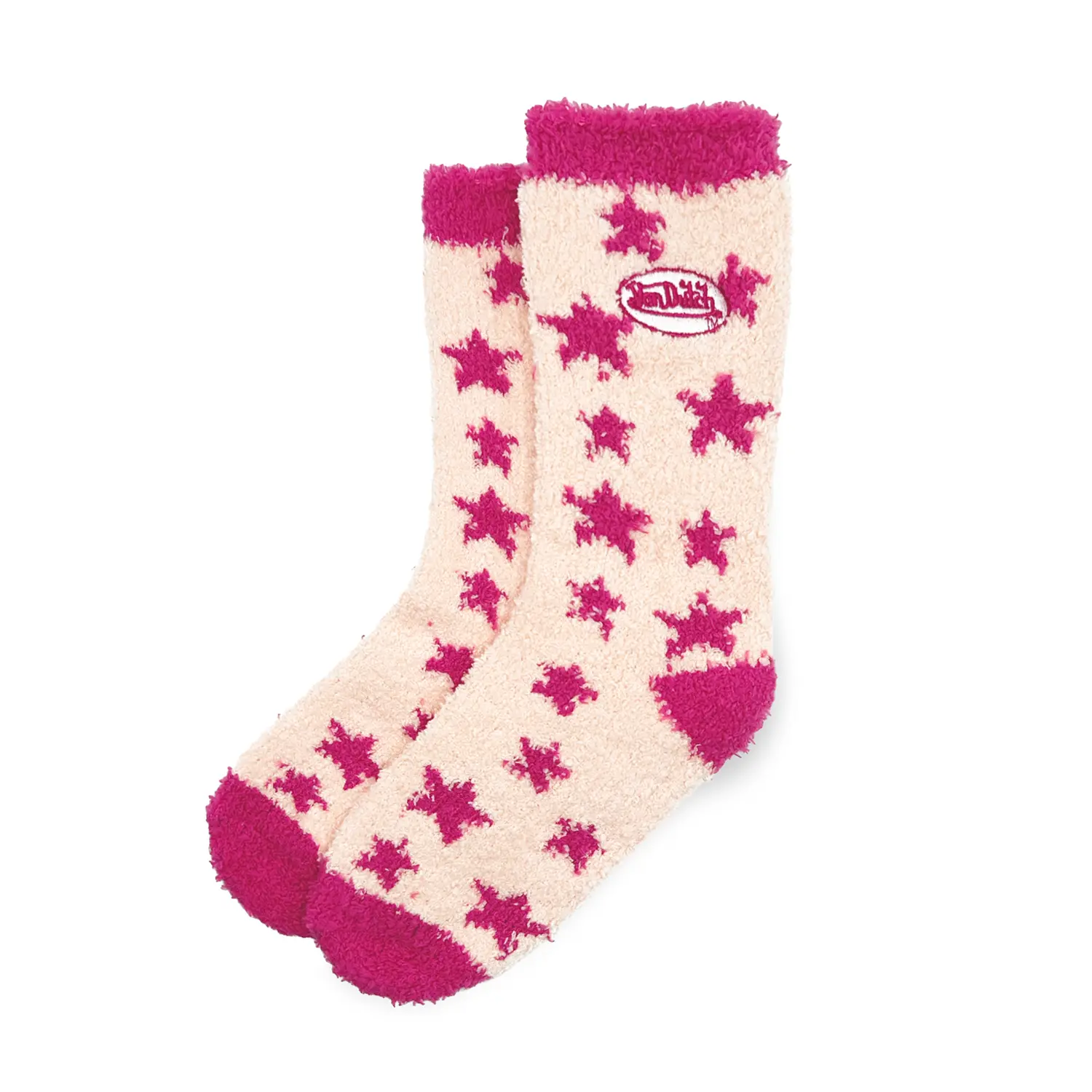 Pink Stars Fluffy Socks