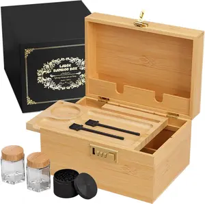 Bamboo Storage Box with Lid and Lock - Wooden Storage Organizer with Removable Tray, Adjustable Dividers, Elegant Keepsake Box, Gift for Men