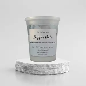 DIY Candle Kit, 16ox Coconut Wax and Non-Toxic Fragrance, Dapper Dude Scent (Vetiver, Labdanum, Pink Peppercorn, and Grapefruit)