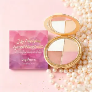 Zephoco 2in1 Highlighting Eye and Cheek Palette 8.8g for Daily Natural Looks Multi-Purpose Makeup Highlight Eyeshadow Blush Palette