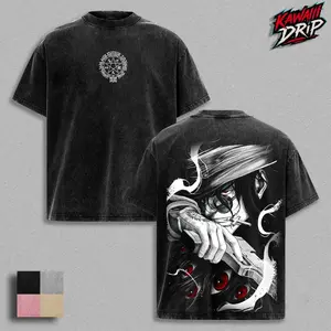 Alucard Hellsing Vintage Washed Anime T-Shirt | Oversized Boxy Fit | Heavyweight Cotton Graphic Tee | Unisex Streetwear Daily Wear | Gift for Anime Fans NUQ