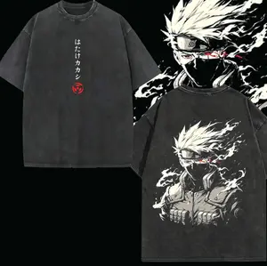 valentine shirts Kakashi Vintage Oversized T-Shirt 2025 – Retro Washed Anime Tee, Heavyweight Cotton Streetwear Top for Naruto Fans & Manga Lovers