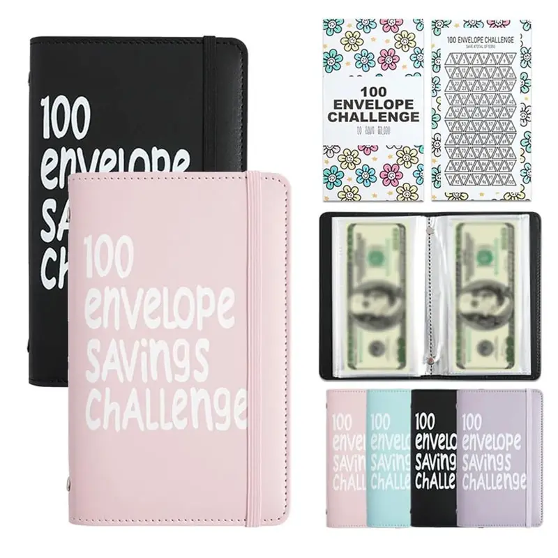 100 Envelope Savings Challenge, Financial Management And Savings Goal Tracking Budget Planner, For Planning And Saving $5,050 Savings Binder, Reusable Challenge, For Household Expense Planning, Money Saving Ledger.