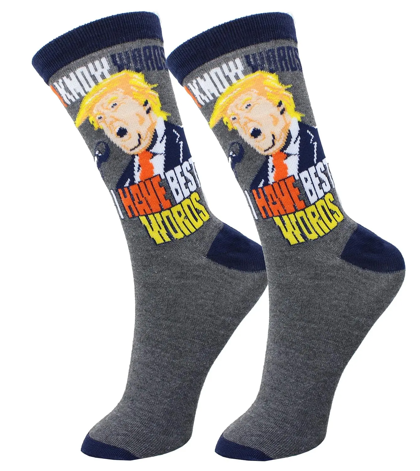 Men's Print Crew Socks - Donald Trump 'I Have The Best Words' Quote, Funny Political Novelty Menswear Gift, Novelty Socks, Love, Polyester, Graphic, Political Humor, Printed Quote, Casual, Quality Materials, Exclusive Design