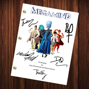 Megamind Movie Autographed Signed Movie Script Reprint Full Screenplay Full Script Will Ferell Brad Pitt
