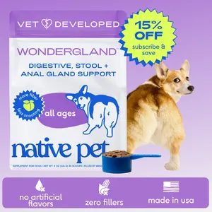 Native Pet WonderGland - Anal Gland Supplement for Dogs - Natural Fiber Powered Topper for Anal Gland Support Probiotics Pumpkin Wet