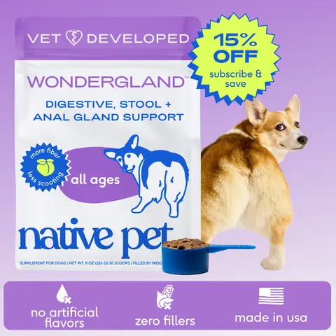 Native Pet WonderGland - Anal Gland Supplement for Dogs - Natural Fiber Powered Topper for Anal Gland Support Probiotics Pumpkin Wet