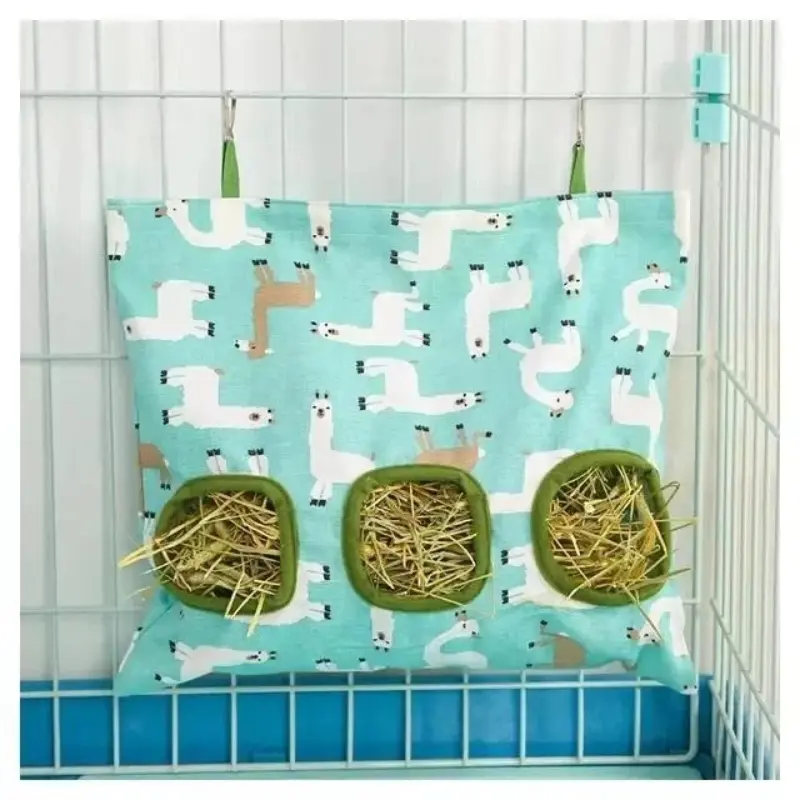 1Pc Hanging 2/3 Holes Small Animal Hay Bag, Practical Feeder for Rabbit & Guinea Pig Cage Feeding