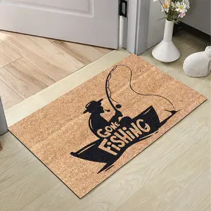 Gone Fishing Welcome Doormat - Non-Slip Dirt Trapper, Anti-Shrink Diatom Mud Rug, Durable Machine Washable Indoor-Outdoor Decor for Fisherman, Front Door Entryway Gift for Dad