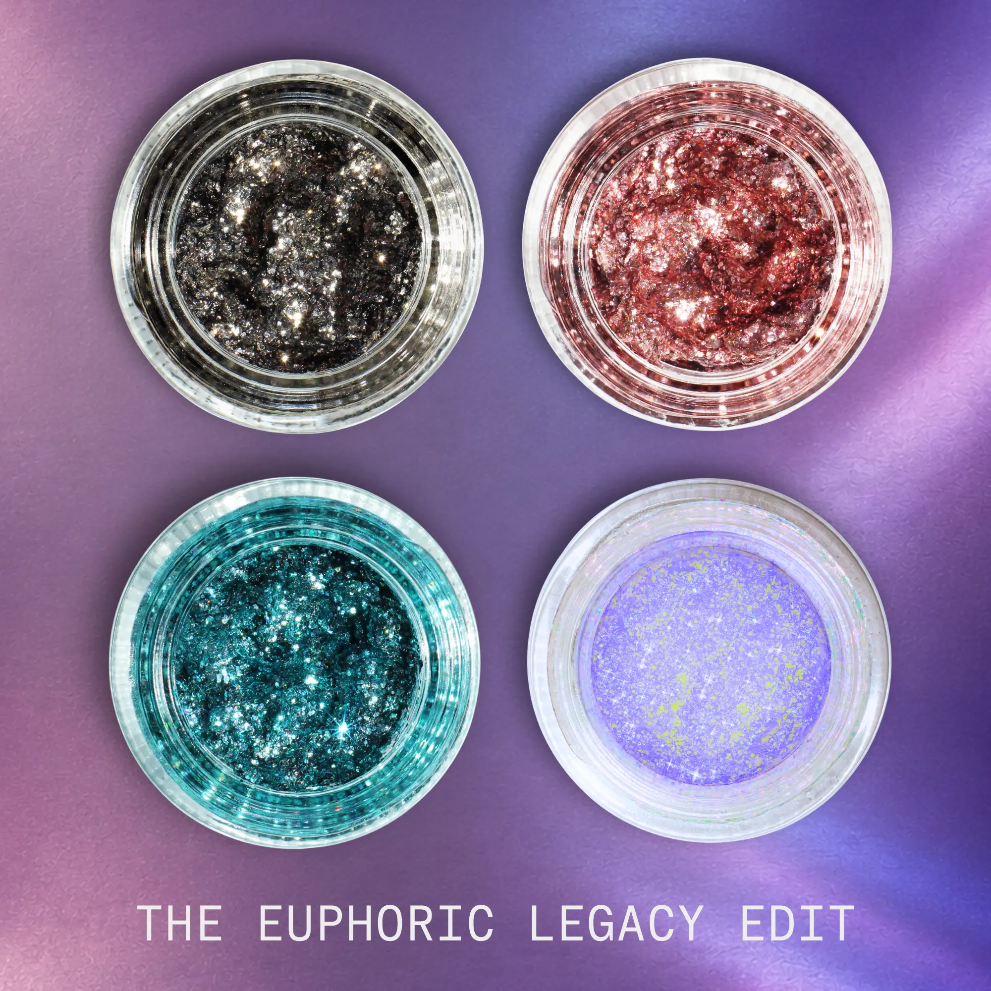 Euphoric Legacy Edit | Glitter Identity Series | 4-Piece Mini Glitter Gel Set Featuring The Iconic Euphoria Iridescent-Smokey-Metallic Glitter Eye Makeup Shades used on the show (For Eyes, Face + Body) by Lemonhead LA