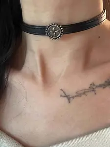 Women's Punk Style PU Leather Choker, Fashionable Gothic Style Collar Necklace for Party, Daily Decor, Trendy All-match & Exquisite Jewelry for Birthday Gift, Gothic Witch Jewelry