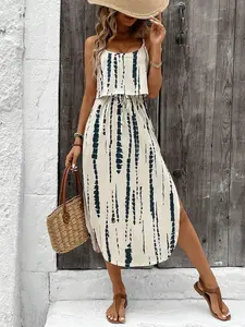 Women's All Over Print Cami Dress, Casual Sleeveless Dress for Beach Holiday Vacation, Casual Wear Bohemian Ladies Summer Clothes, Bohemian Print Dresses, Boho Style Dresses