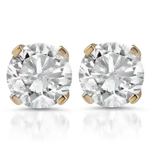 1ct TW Round Brilliant Cut Natural Diamond Studs 14K Yellow Gold