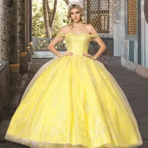 NO.19 Quinceanera Dress,  Sparkle Tulle Ball Gown, Yellow Red Lilac Light Blue Blush Quince dress