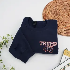 Trump 45 47 Embroidered Varsity Crewneck Sweatshirt