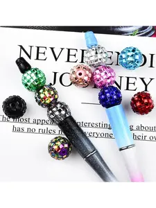 10Pcs Colorful Disco Ball Focal Beads for Pen Mosaic Acrylic Craft Space Beads for DIY Art Pen Bracelet Necklace Earrings Keychain Jewelry Making Supplies Bead Assortment