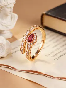 Unique Design Snake Ring, Garnet Style Open Snakeshape Ring, Versatile Fashion Finger Ring, Includes Beautiful Gift Box