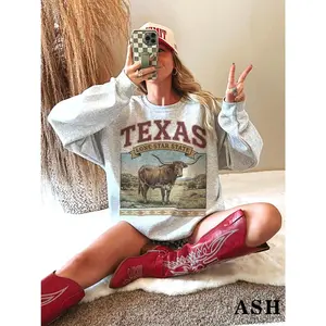 Texas Lone Star State Sweatshirt | Vintage Western Crewneck | Retro Longhorn Pullover | Cowboy Aesthetic Gift | Rustic Travel Sweatshirt