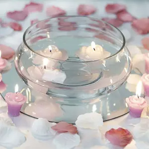 Glass Floating Candle Bowl 7" Multi-Purpose Design - Table Centerpiece for Decor