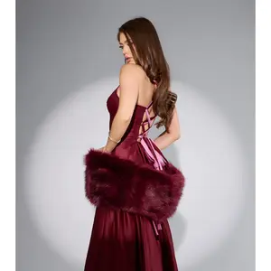 Stacy Satin Contrast Lace-Up Ball Gown