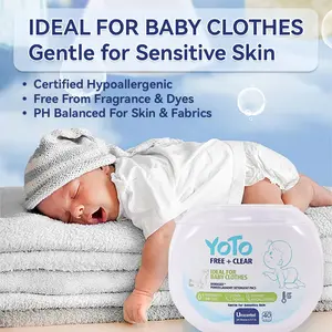 40 Pcs/Box, Hypoallergenic Unscented Laundry Pods, Baby & Sensitive Skin/Eczema Safe, Deep Cleaning, Gentle Fiber Care, HE Compatible, Fragrance-Free