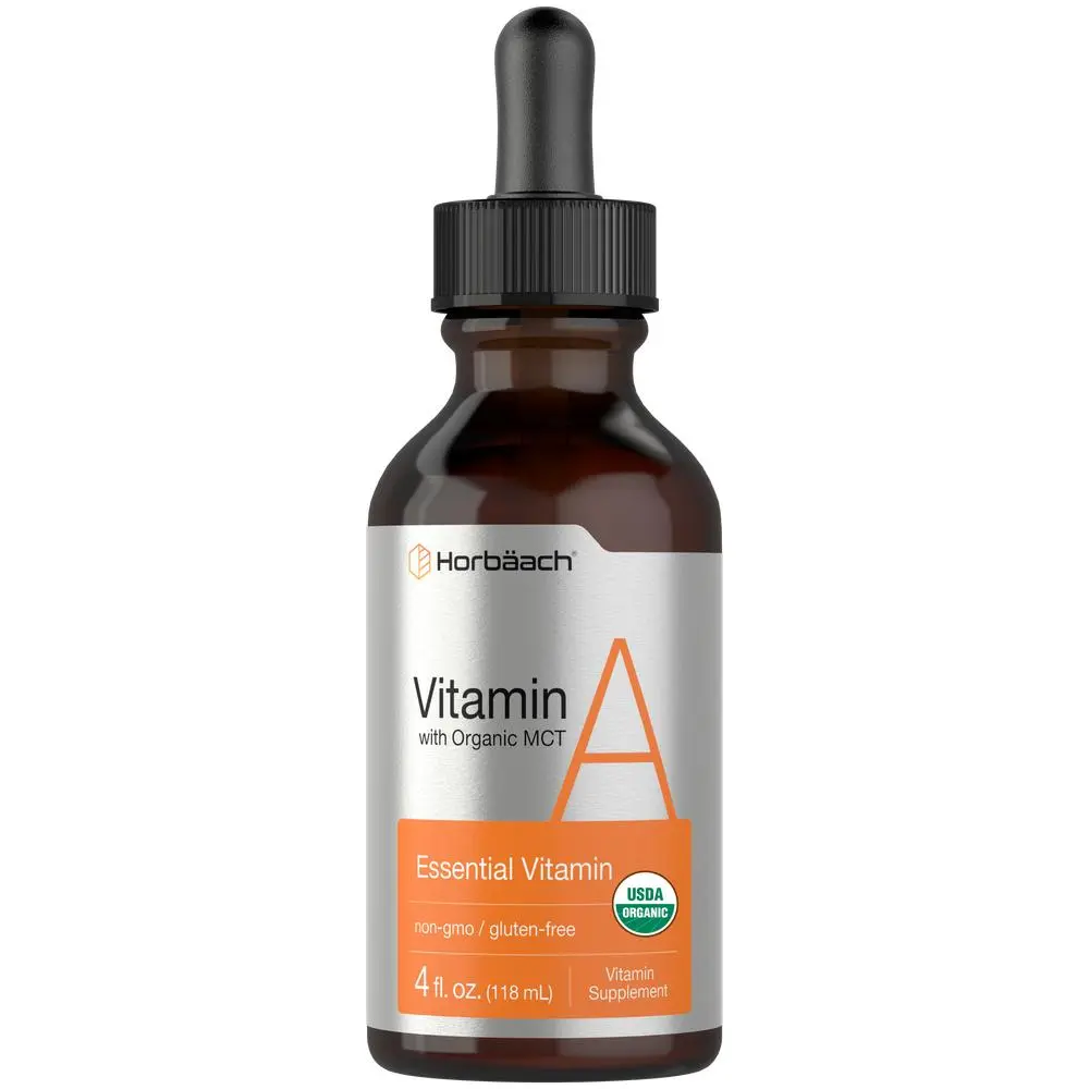 Horbäach Vitamin A Liquid | 4 fl oz | Supplement with Organic Fractionated Coconut Oil | Non-GMO, Gluten Free