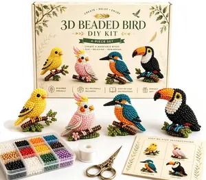 Creative Beaded Mini World 3D DIY Kit Collection, Tiny 3D Beaded Animal DIY Kit, Petite Beaded Animal Craft Kit, DIY Creative Jewelry Art Craft, Gifts for Craft Lovers