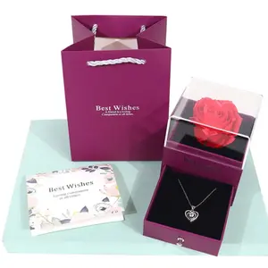 Eternal Rose Jewelry Box High-End Acrylic Flower Box Romantic Valentine's Day Gift Box, Elegant Storage Case for Special Occasions