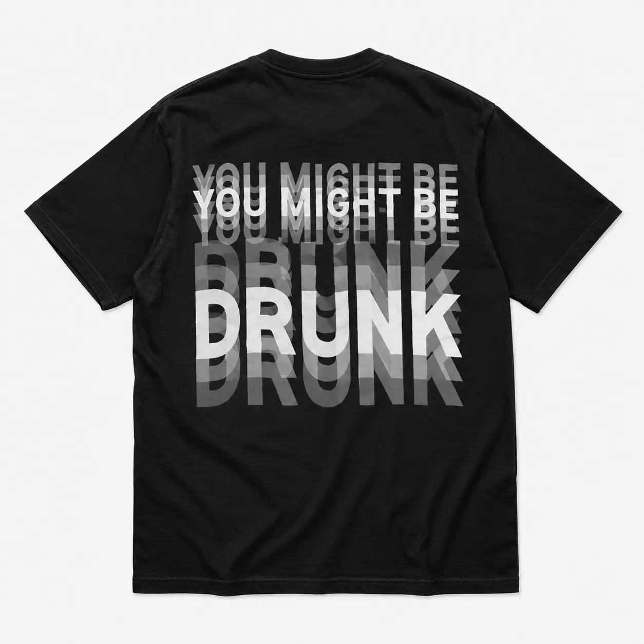 Funny Blurred Text Graphic T-Shirt, Black Oversized Back Print Tee, Casual Adult Humor Streetwear Shirt, Unisex Cotton Gift