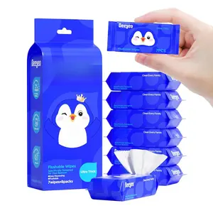 Travel Flushable Wipes 99% EDI Purified Water Wipes for   Unscented  Tush Wipes for Women & Men Septic and Sewer Safe 8 Packs of 7 (56 Count)