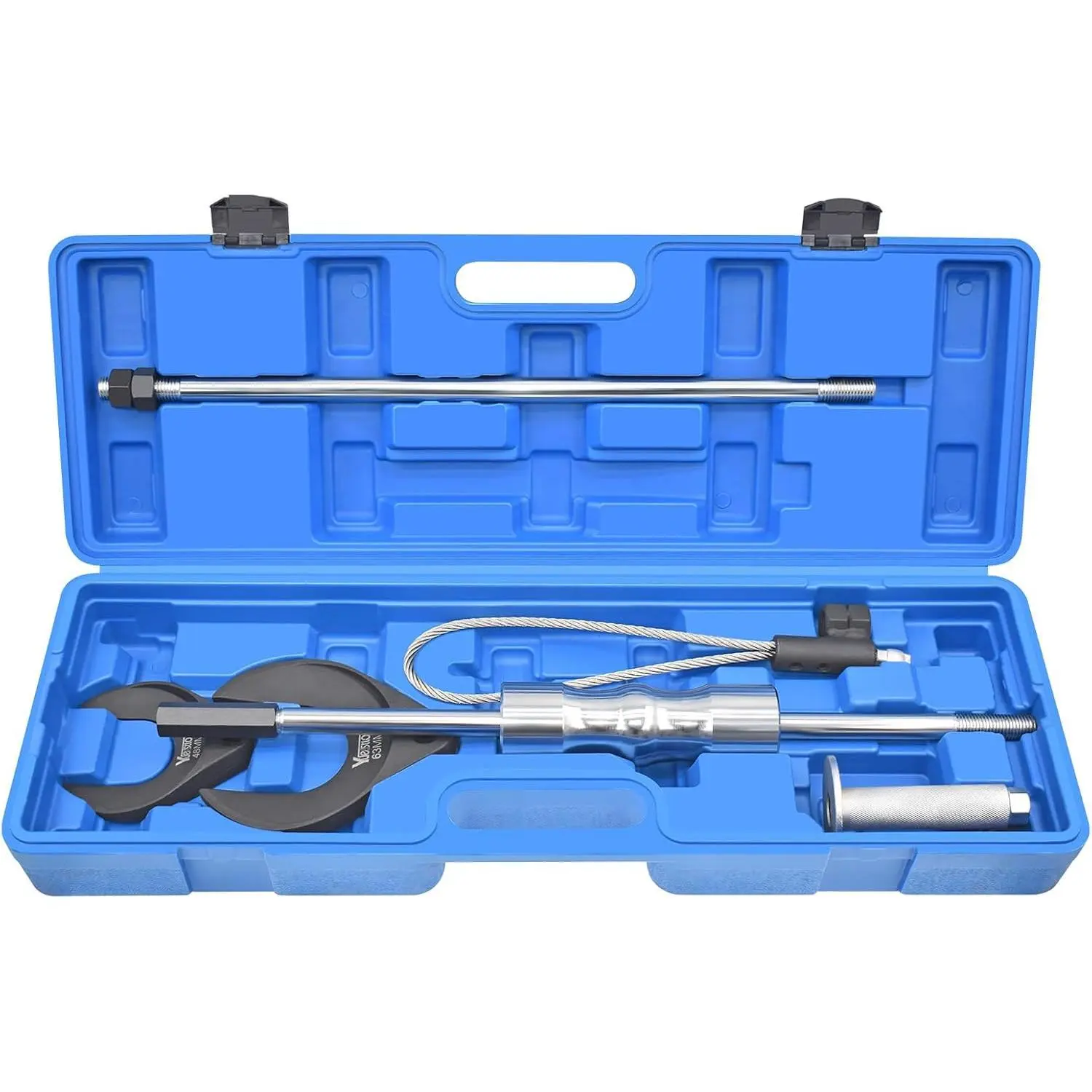 9 PCS Inner CV Axle Removal Tool, Heavy Duty Slide Hammer Puller Set | 63mm 48mm CV Joint Fork, Steel Cable Adapter, Extension Rod, Front Wheel Drive Axle Half Shaft Removal Tool Kit